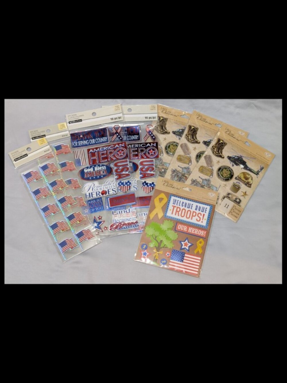 Scrapbooking Stickers Mixed Lot - USA, Army, Military - 152 Total Stickers